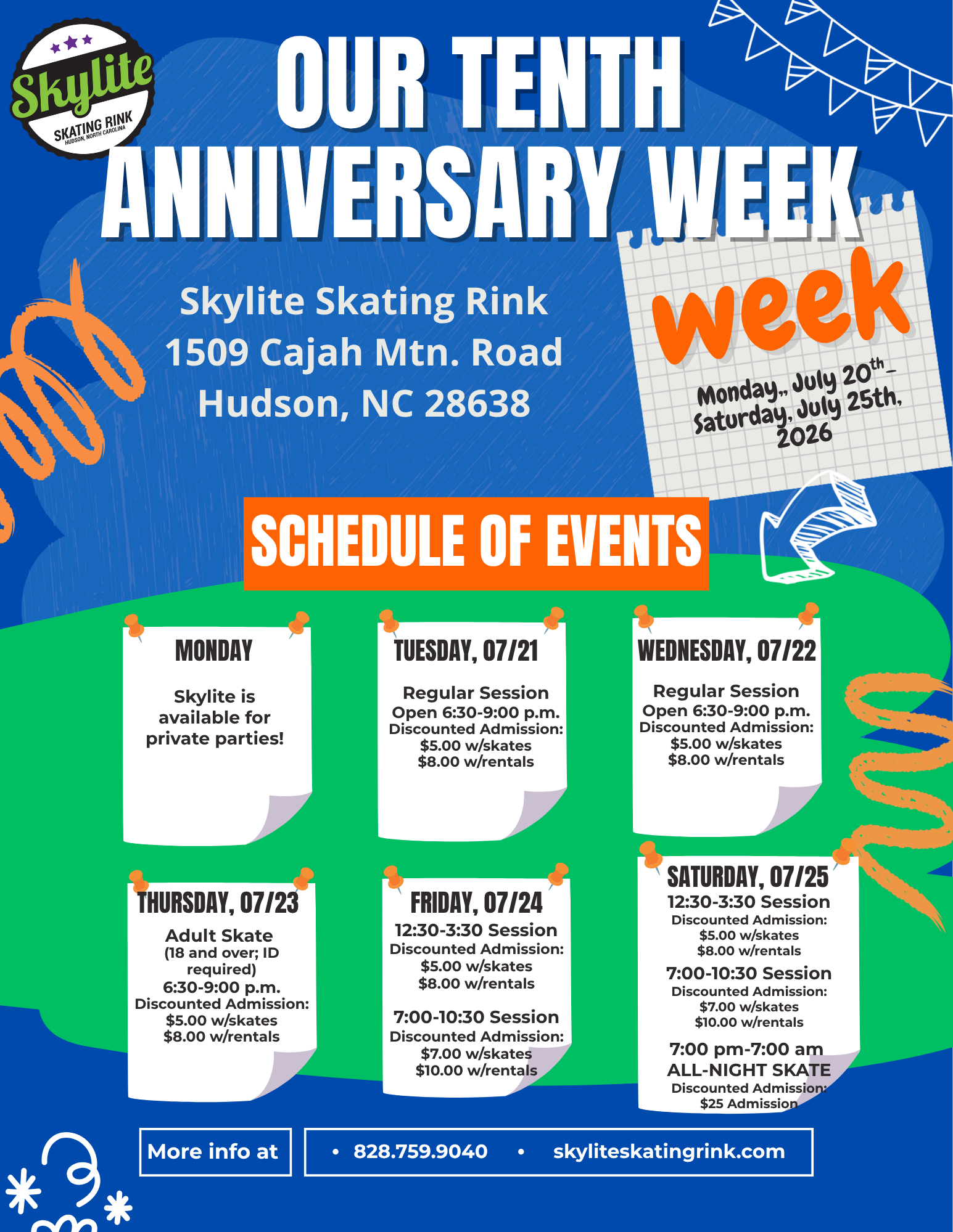 SSR 10th Anniversary Week Schedule